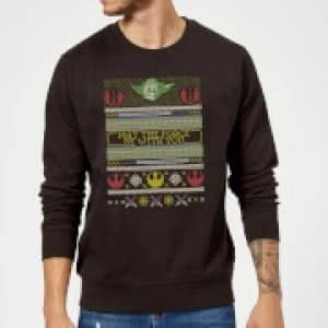 Star Wars May The force Be with You Pattern Christmas Sweatshirt - Black