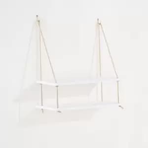 Thames 44cm double rope shelf - white effect foil