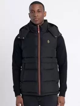 Luke 1977 Egrit Quilted Gilet - Black, Size 2XL, Men