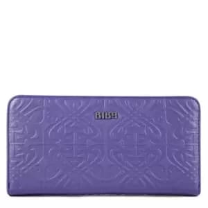 Biba BIBA Slip Pocket Emboss Zip Leather Purse - Purple