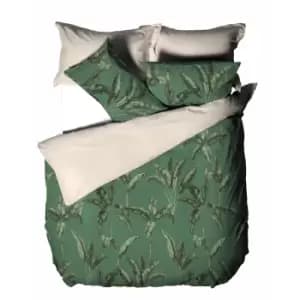 Linen House Livia Duvet Cover Set (Double) (Green/Taupe)