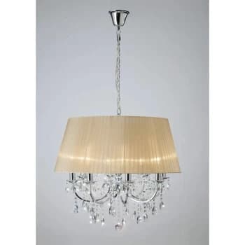 Olivia pendant light with bronze lampshade 8 polished chrome / crystal bulbs