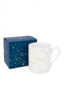 Katie Loxton Porcelain Mug One In A Million White/Gold 9.5 X 8.5 Cm