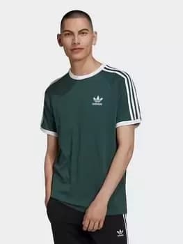adidas Originals 3-Stripes Tee - Dark Green, Dark Green, Size 2XL, Men