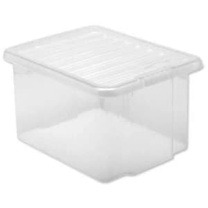 5 Star Office Storage Box Plastic with Lid Stackable 35 Litre Clear
