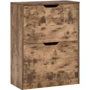 Homcom 2 Drawer Shoe Cabinet Rustic Brown