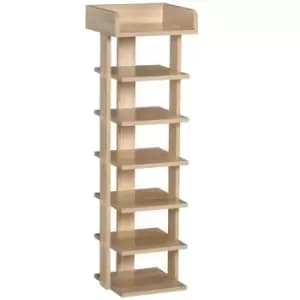 HOMCOM 7 Tier Shoe Rack Organizer Storage Shelf Wooden Display Cabinet - Oak