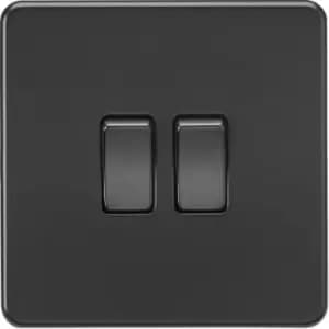 MLA Knightsbridge 10AX 2 Gang 2-Way Switch Matt Black With Black Rock ers - SF3000MBB