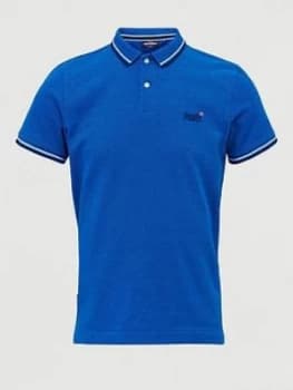 Superdry Classic Poolside Pique Polo Shirt, Blue Size M Men