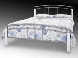 Serene Tetras 4ft Small Double Silver and White Metal Bed Frame