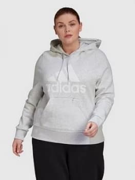 adidas Plus Badge of Sport Overhead Hoodie - Light Grey Heather, Size 2X, Women