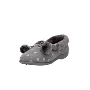 Sleepers Womens/Ladies Marge Extra Comfort Memory Foam Pom-Pom Polka Dot Cuff Slippers (5 UK) (Grey)