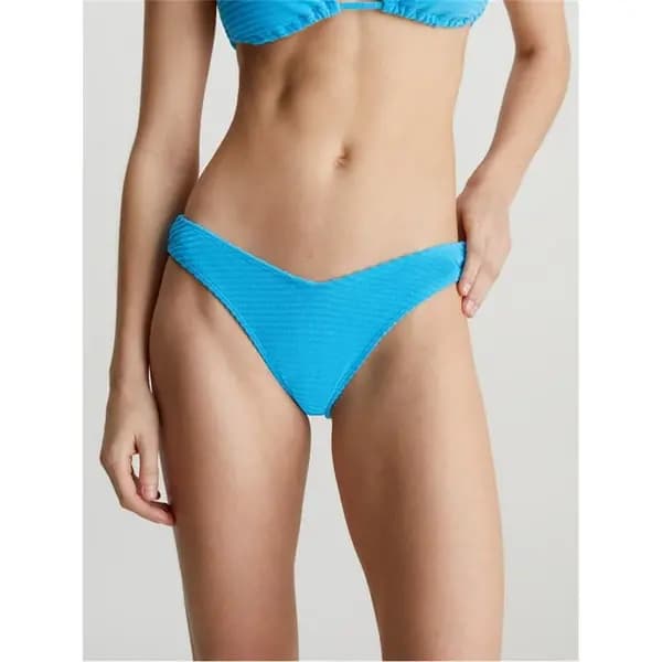 Calvin Klein CKJ Delta Bikini Ld43 High Leg Bikini Bottoms 8 (XS) Blue 35121918310