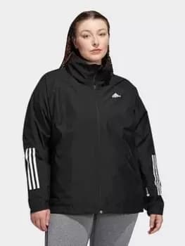 adidas Bsc 3-stripes Rain.rdy Jacket (plus Size), Black, Size 1X, Women