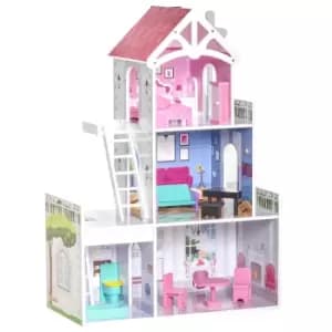 Jouet Kids Dollhouse Dreamhouse Villa with Furniture Accessories Kit - Pink