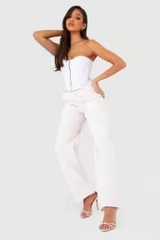 Seam Front Wide Leg Cargo Trouser