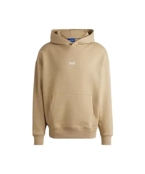HUGO Blue Nazardo Cotton-Jersey Hoodie - XL Beige Hoodies and Sweatshirts male 50510724-269 XL