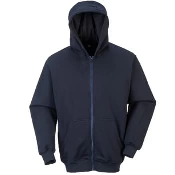 Portwest - FR81NARL - sz L FR Zip Front Hooded Sweatshirt - Navy