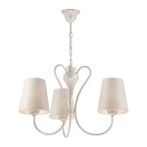 Fabrizio Multi Arm Pendant Ceiling Light With Fabric Shade, White, 3x E27