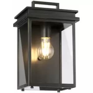 Loops - Outdoor IP44 1 Bulb Wall Light Lantern Antique Bronze LED E27 60W d00745