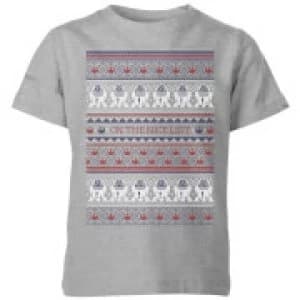 Star Wars On The Nice List Pattern Kids Christmas T-Shirt - Grey - 11-12 Years