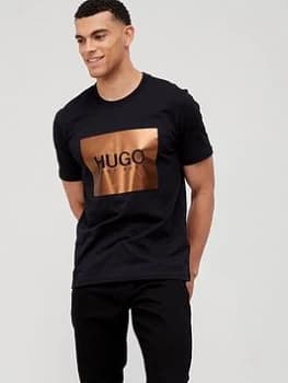 HUGO Dolive Metallic Logo T-Shirt - Black, Size L, Men