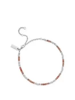 ChloBo Calming Sun Peach Moonstone Single Anklet 925 Sterling Silver, One Colour, Women