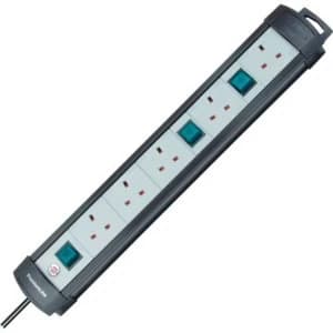 Brennenstuhl Power Strip "Premium", 5 Pocket, 3 Switch, 3m, Black/White