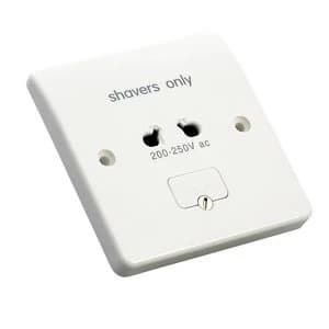 MK Raised Screwed White Dual Shaver socket