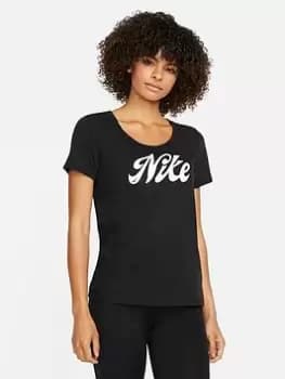 Nike Script T-Shirt - Black, Size S, Women
