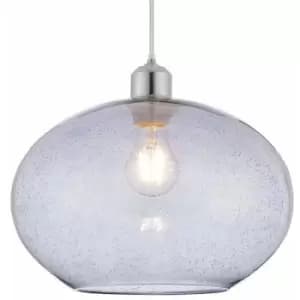 Hanging Ceiling Pendant Light Shade Grey Bubble Glass 300mm Wide Round Bowl