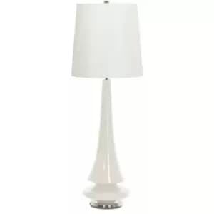 Table Lamp Polar White Glaze White Faux Silk Shade White LED E27 60W