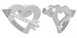Guess Across My Heart Stainless Steel Heart Stud Earrings Jewellery