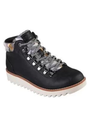 Skechers Mountain Kiss Padded Collar Lace Up Hiker Boots, Black, Size 4, Women