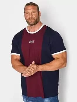 BadRhino Horizontal Cut & Sew Stripe T-Shirt - Multi, Red, Size 2XL, Men