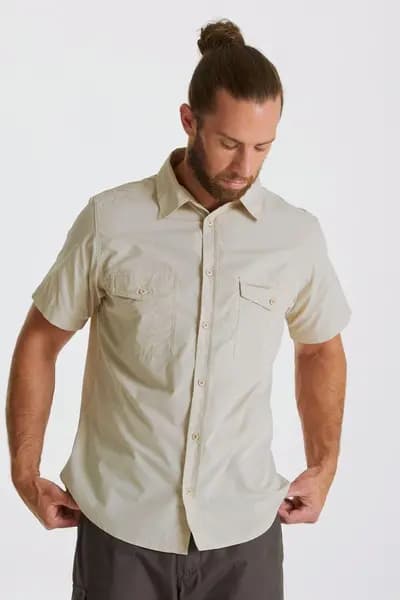 Craghoppers NosiDefense Cotton-Blend 'Kiwi' Short Sleeve Shirt Beige