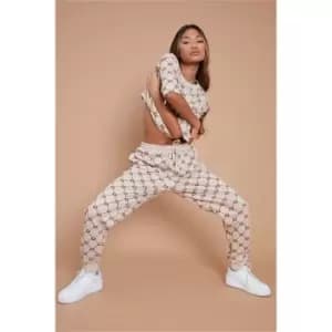 I Saw It First Brown Co-Ord Tie Front Monogram Joggers - Brown