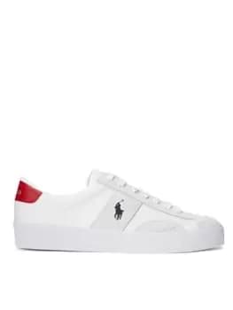 Polo Ralph Lauren Sayer Canvas & Suede Trainers, White / Red, Size 11, Men