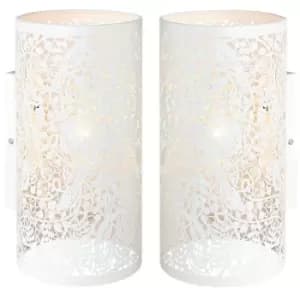 2 PACK Dimming LED Wall Light Pretty Ivory Birds Steel Shade Modern Lamp Fitting