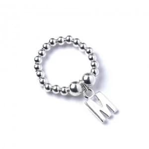 Initial M Charm with Sterling Silver Ball Bead Ring