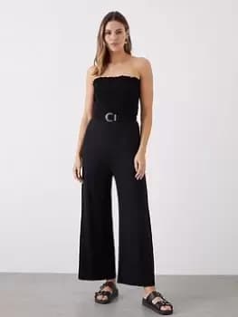 Dorothy Perkins Shirred Bodice Bandeau Jumpsuit - Black, Size 16, Women