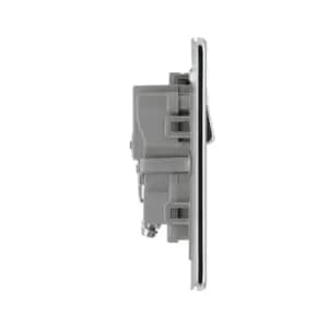 BG Nexus Flatplate Screwless Polished Chrome 13A 1 Gang 2-Pole Switched Socket - Grey Insert FPC21G