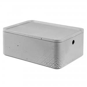 8L Curver Beton Rectangular Storage and Lid Grey