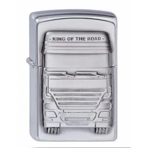 Zippo Unisex Adult Truckers King Of The Road Emblem Windproof Lighter Chrome