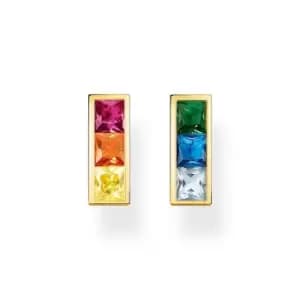 THOMAS SABO Gold Plated Colourful Square Stones Stud Earrings