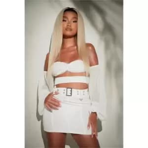 I Saw It First White Woven Utility Belted Mini Skirt - White
