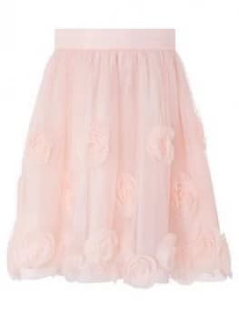 Monsoon Girls 3D Roses Skirt - Dusky Pink