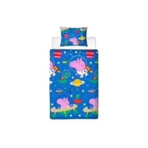 Peppa Pig George Planets Single Duvet Set (One Size) (Blue)