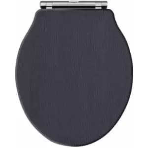 Chancery Soft Close Toilet Seat Chrome Hinges - Twilight Blue - Hudson Reed