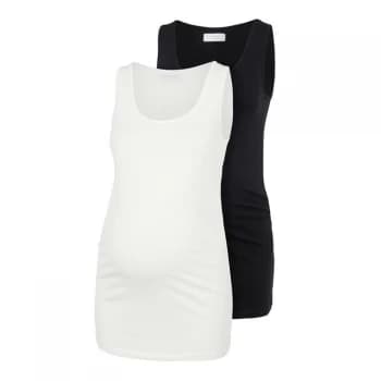 Mamalicious Pack - Ladies Maternity Tank Top, U-Neck. - Black/White
